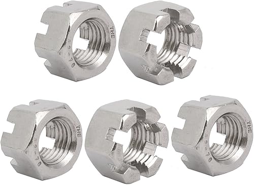 Ruilogod 5 stücke M20x2.5mm 304 Edelstahl Sechskantschlitzschlitzschloss Nut Silber Ton - Cheap-Us