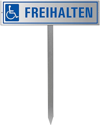 Parkplatzschild mit Einschlagpfosten bzw. Einschlagspieß und Schildhalterung plus Parkplatzschild FREIHALTEN Nr.35438 - Cheap-Us