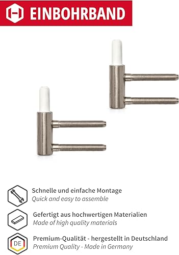 Gedotec Einbohrband Variant-Rahmenteil V 3400 WF für Drehtüren | Stahl vernickelt | Anschlag DIN links & rechts | Tragkraft 40 kg | 2 Stück - Türbander für Zimmertüren - Innentüren an Holz-Zargen - Cheap-Us