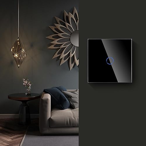LIAONFOY WIFI Wlan Dimmschalter Unterputz Smart berühren Lichtschalter Glas Touchscreen Schalter LED Dimmer Lichtschalter Schwarz 90-250V 2.4GHz Neutralleiter Wird Benötigt 86mm - Cheap-Us