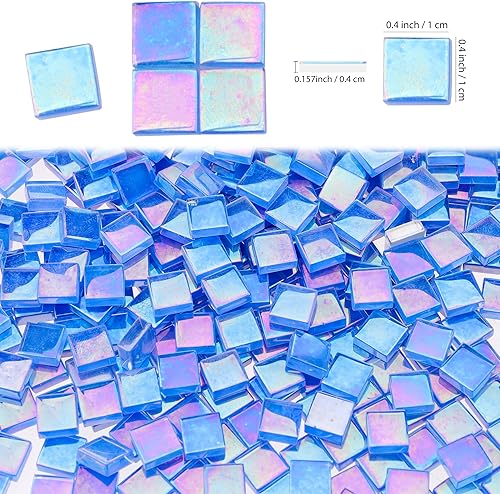 Yatinkim Mosaikfliesen 170g Glassteine Mosaik Steine Bulk Quadrat Kristall Glasstücke DIY Handwerk Deko Heim Handgefertigt Schmuck Blumentöpfe Fotorahmen Cyan - Cheap-Us