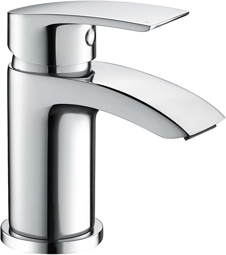 Waschtischarmatur Wasserhahn Bad Waschbeckenarmatur Einhebelmischer Waschtischbatterie Badarmatur Armatur für Bad Chrom Wasserfall - Cheap-Us