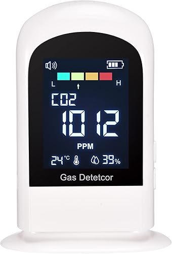 CO2 Messgerät mit akustischem Alarm, iMeistek Upgrade CO2 Melder mit NDIR Sensor 400-5000PPM, Kohlendioxid Melder-Messgerät, Temperatur, Luftfeuchtigkeit, wiederaufladbare Batterie betrieben - Cheap-Us