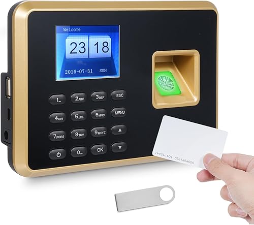 Bisofice A2 Zeiterfassung für Kleinbetriebe, Stempeluhr Zeiterfassung Mitarbeiter Fingerabdruck, Passwort, Ausweis, mit 2,4-Zoll-Display, U-Disk, Deutsche Systemsprache,Gold - Cheap-Us