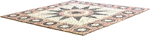 Divero Fliesen Rosone Blume Sonne Windrose Naturstein Mosaik Marmor dekorativ Creme-grau-rosé 120x120 cm (Sonne) - Cheap-Us