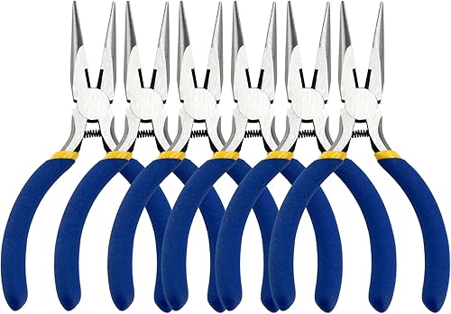 Spitzzangen-Set, 12,7 cm, 6 Stück, kleine Spitzzangen, Schmuckzangen-Set, Spitzzange mit Drahtschneider, Mini-Spitzzange für Schmuckherstellung und Drahtbiegen (blau) - Cheap-Us