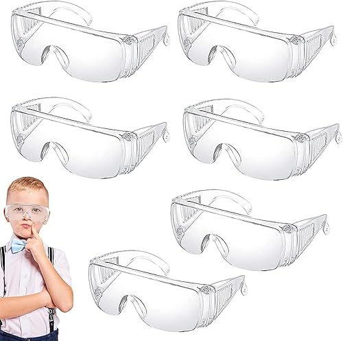6 Stück Schutzbrille Transparent Augenschutzbrille Sicherheitsbrille, Laborbrille Kratzfeste Linsen Durchsichtigen Anti-Beschlag Für Damen Herren, Kinder Schutzbrille Für Labor,Radfahren,Bergsteigen - Cheap-Us