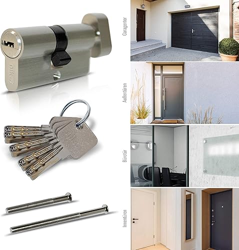 6-Stiftiger Knaufzylinder Türzylinder 45/45 - Zylinderschloss 90mm mit Knauf 20mm 5 Schlüssel 2 Befestigungsschrauben - Hochwertiger Türschloss Zylinder mit 6 Stiften (1x 45/45 Silber) - Cheap-Us
