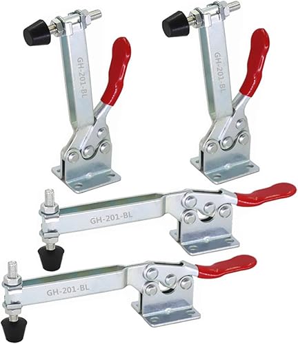 Knebelklemmen (längere GH-201-BL Knebelklemme), Farbe: Rot + Silber - Cheap-Us