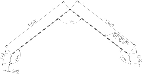 Firstabdeckung Firstblech Aluminium Anthrazit 200cm | Gartenhaus Satteldach Dachprofil Winkelblech 2m (B-Ware) - Cheap-Us