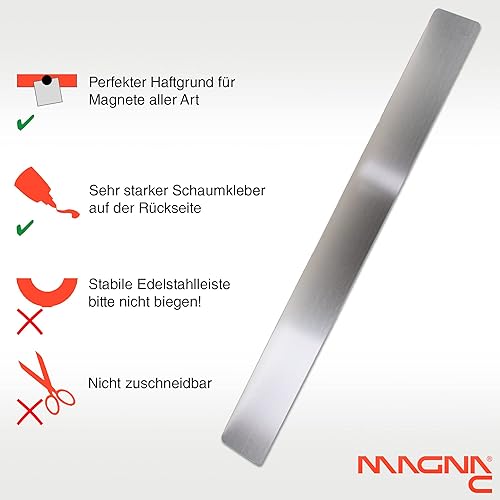 Magna-C® 2 stabile Ferroleisten aus Edelstahl | selbstklebende Magnetleisten | 490 x 50mm | magnethaftender Untergrund für Fotos, Postkarten und vieles mehr - Cheap-Us