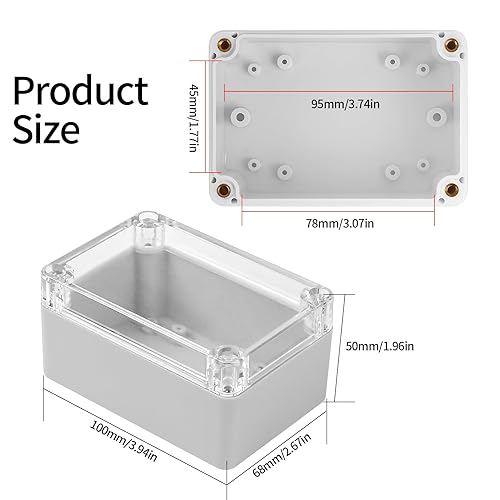 ABS Plastik Elektronische Gehäuse Box, Wasserdichte IP65 Leergehäuse Kunststoff Gehäuse mit Klar Deckel, Industriegehäuse, Abzweigdose Anschlussdose Verteilerdose Anschlusskasten, 200 x 120 x 56 mm - Cheap-Us