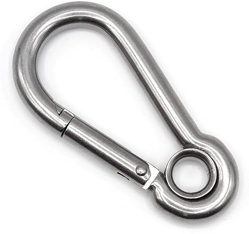 Constrabo| 5X Karabinerhaken mit Kausche 60 x 6 mm| DIN 5299 C| Stahl Karabiner Öse 120 kg| Karabiner-Haken mit Auge| Schnapphaken, Feuerwehrkarabiner Karabiner Haken mit geschlossenem Ring Carabiner - Cheap-Us