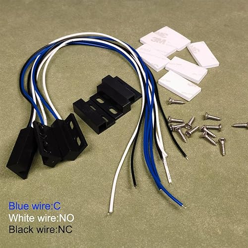 Gebildet 3 Sätze Schwarzer Magnetschalter, Verkabelung NO/NC, Versenkter Türsensor, Versteckter Fensterkontakt, Reed-Schalter für Zugangskontrolle, Ersetzen des Alarmsystems - Cheap-Us