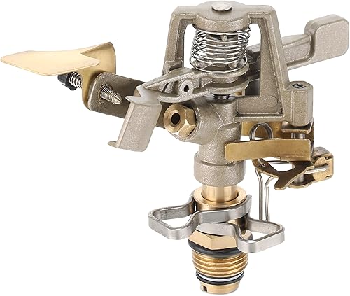 Relaxdays Rasensprenger Impulsregner Kopf, Bewässerung großer Flächen bis 450m², 12m Reichweite, 360°, Kreisregner, Gold - Cheap-Us