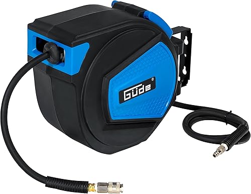 Güde 2882 Automatik Schlauchtrommel 15M & BGS 3208 | Druckluft-Ausblaspistole | 100 mm | Drukluftpistole | Griff aus blauem Nylon-Fiberglas - Cheap-Us