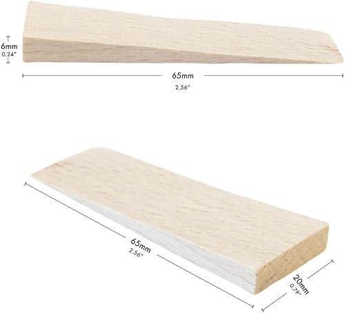 haggiy Hartholzkeil – Holzkeil Set – Unterlegkeile aus Buche Natur – Türstopper – Ideal für Möbel, Montage, DIY - (LxBxH) 65x20x6 mm – 50 Stk. - Cheap-Us
