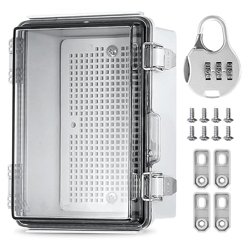 Anschlussdose Wasserdicht IP66, Aufputz Verteilerkasten Mit Wandmontagezubehör Und Schloss, Transparent Verteilerdose Schaltschrank Außen, ABS Kabelanschlussdose Verteilerkasten(220 * 170 * 110mm) - Cheap-Us