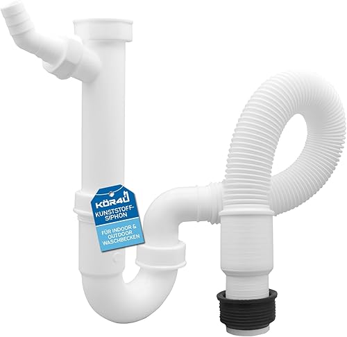 kör4u Kunststoff Siphon, flexibel, 1 1/2 Zoll x 40/50 mm, Röhrengeruchverschluss für Spültisch, Gummimanschette, Gumminippel für Abflussrohr - Cheap-Us