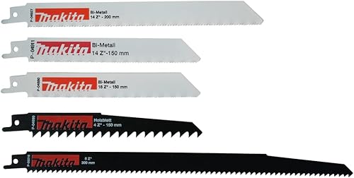 Makita P-83945 Reciprosägeblatt-Set 5-teilig, je 1x P-04927, P-04911, P-04880, P-04999, P-05016, für Holz, Metall, Gipskarton - Cheap-Us