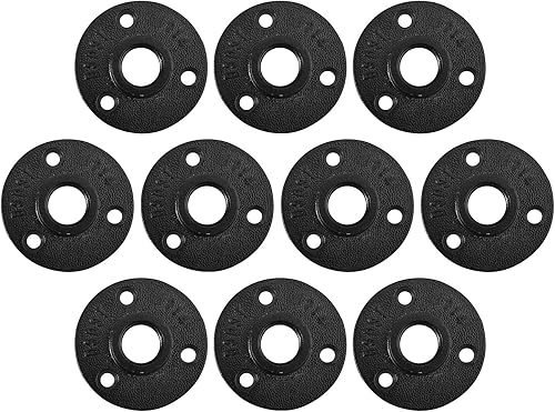 Rohrflansch Flansch eSynic 10 Stücke 1/2' BSP Bodenflansch Gewindeflansch 1/2 Zoll Rohrhalterung aus Aluminiumlegierung mit 3 Löchern, Für Rohre Wasserhahn Industrial Style Möbel(10tlg. in Schwarz) - Cheap-Us