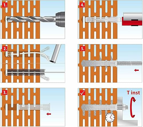 Tox Liquix Pro1 280 ml | 2K Injektionsmörtel | Verbundmörtel | Chemiedübel Beton & Mauerwerk | inkl. 6x Mischer| Schwerlastbefestigung | Montagemörtel Klebeanker (3x 280ml)+BTG Bürste - Cheap-Us