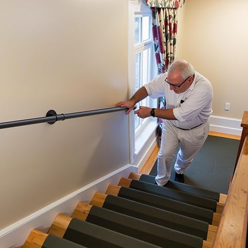 Gorssen Handlauf für Treppen Innen Aussen Haltegriffe Rohrförmiges Handfußgeländer Sicherheitsgeländer Türgriff Treppengeländer Halter mit Halterungen - Komplettset - Schwarz,30cm - Cheap-Us