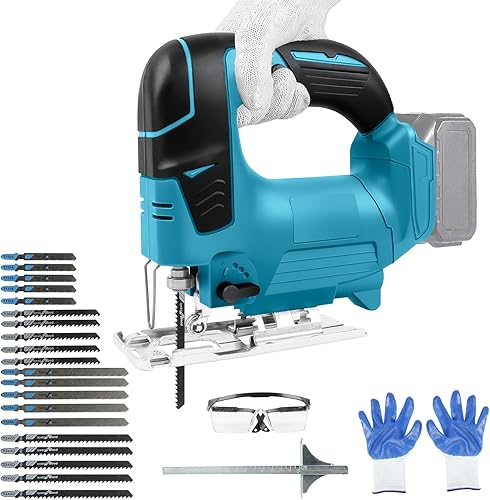 Akku Stichsäge für Makita Akku 18V, Bürstenlose Stichsäge mit 20 Sägeblatt, ideal für Holz, Kunststoff, Metall(ohne Akku) - Cheap-Us