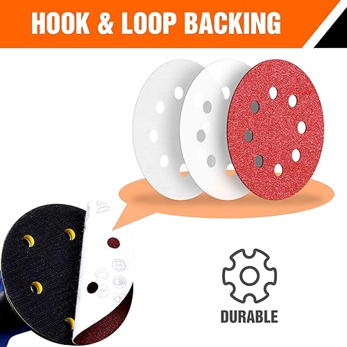 Schleifpapier 125mm Klett 10 x 40/60/80/100/120/150/180/240 Körnung 8 Loch Schleifscheiben Set für Exzenterschleifer (80Stück) - Cheap-Us