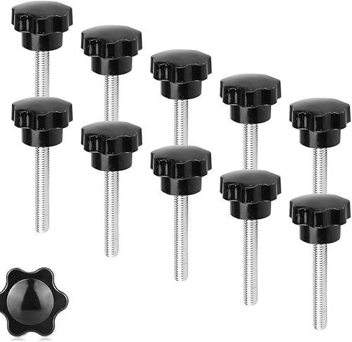 Vegena M8 Sternschraube, 10 Stücke M8 x 50MM Sterngriff Gewinde Klemmknopf Flügelschraube Sterngriffmutter Schwarz Rändelschraube Sternmutter Sternkopfschraube Schrauben mit Griff für Werkzeugmaschine - Cheap-Us