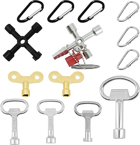 lafo 14 Pcs Set Universalschlüssel, Heizungsventilationsschlüssel, Vierkant-Schlüssel, 4-Kant-Schlüssel, Schaltschrank-Schlüssel, Wasserhahn-Schlüssel, Entlüftungsschlüssel für Heizungskörper - Cheap-Us