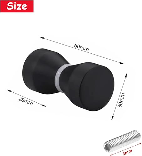 2 Stück Dusche Türknopf,Türgriff Dusche，duschtürknopf für glastür, Duschtürknopf aus Edelstahl, für Badezimmer Duschglastür für Bad, Küche und Büro,30 * 60mm(Schwarz) - Cheap-Us