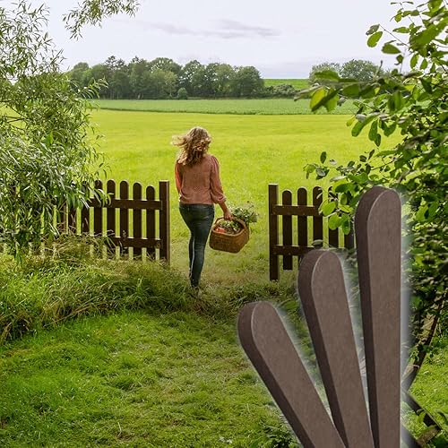 hanit® Zaunlatten; witterungsbeständige und pflegeleichte Zaunbretter mit Rundkopf, 120cm x 6cm x 2cm, braun (3) - Cheap-Us