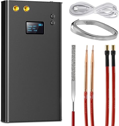 Punktschweißgerät 11000mAh Tragbares Mini Punktschweißgerät Batterie, 80 Gänge Punktschweißgerät mit LCD Bildschirm Typ-C-Anschluss, Nickelstreifen und USB Ladekabel (11000mAh) - Cheap-Us