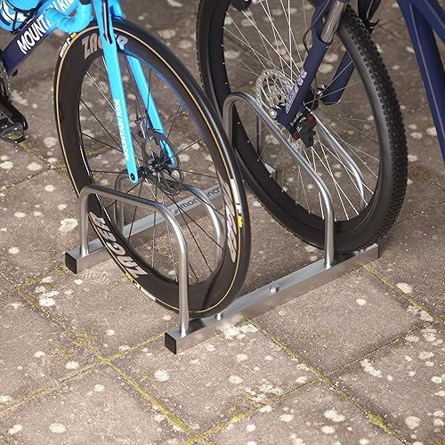 MONZANA® Fahrradständer für 3 Fahrräder 37cm Radabstand 30-65mm Reifenbreite rostfreier Stahl selbstsichernde Schrauben Boden oder Wandmontage Mehrfachständer Fahrradhalter Aufstellständer Radständer - Cheap-Us