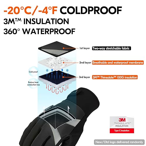 Vgo... 1 Paar wsserdichte Sicherheits-Arbeitshandschuhe, Kühllager oder Gefrierschrank verwenden, w/3M Thinsulate Futter, Touchscreen(SL8777FLWP) - Cheap-Us