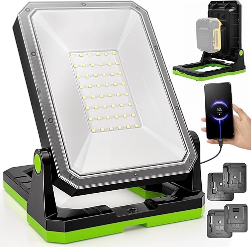 SYLSTAR Akku Baustrahler für 18-20V Akkus, 30W 3000LM Arbeitsleuchte LED Akku Lampe Kompatibel mit BOSCH Professional, Makita, DEWALT, Black&Decker, PorterCable, STANLEY, WORX und Milwaukee(nur Licht) - Cheap-Us
