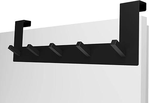 VMbathrooms Premium Türgarderobe mit einzigartigem Haken Design | Türhakenleiste für Standard Türfalz bis 2,1cm | Kleiderhaken Tür + Gratis E-Book (Farbe: Schwarz matt) - Cheap-Us