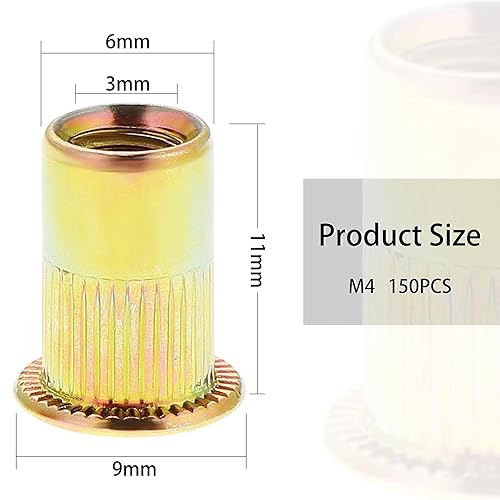 Gueenky 100 Stück Nietmuttern M8 Verzinkt Kohlenstoffstahl, Einnietmuttern M8 Kohlenstoffstahl Einziehmuttern Nutsert Gewindenieten Blindnietmuttern Nietmuttern für Metall Kunststoff - Cheap-Us