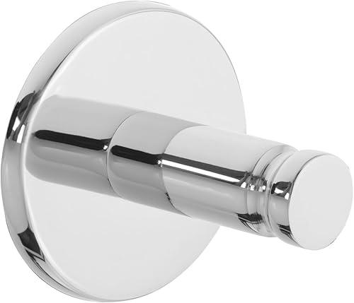tesa Powerbutton Haken Universal MEDIUM aus verchromtem Metall - selbstklebender Badhaken, runde Form - Handtuchhaken für das Bad - belastbar bis 6 kg - Cheap-Us