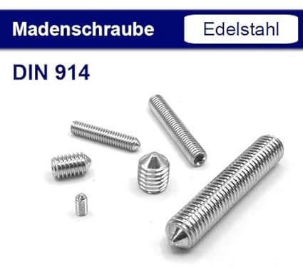 Gewindestift/Madenschraube mit Spitze - DIN 914 - Edelstahl V2A / A2 (M10 x 35, 50 Stück) - Cheap-Us