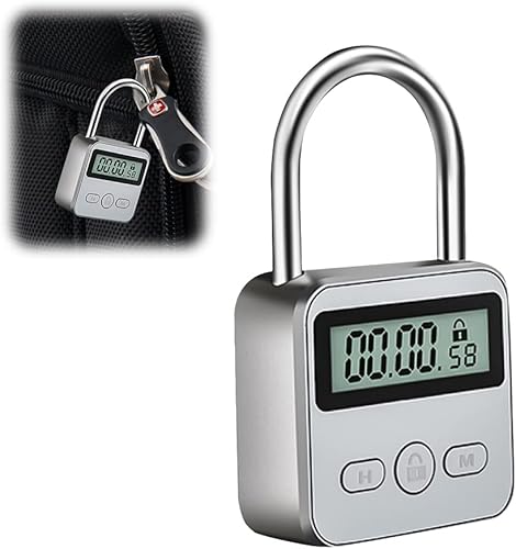 CJBIN Digitale Zeitschloss, Time Lock mit LCD-Display, Küchensafe Zeitschloss Wiederaufladbares USB Sicherheits Vorhängeschloss, für Verhindere schlechte Gewohnheiten (Silber) - Cheap-Us