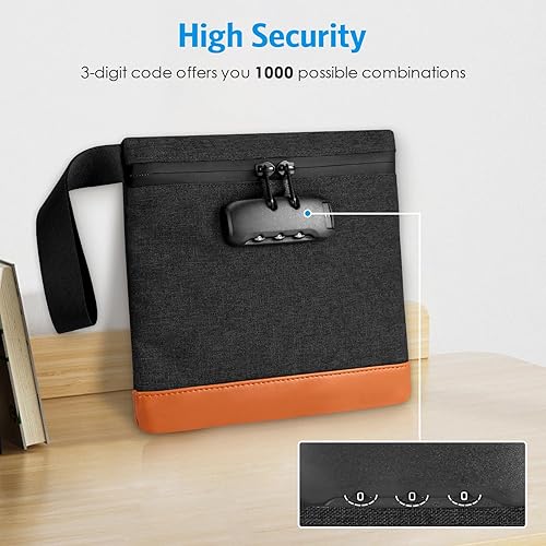 Wasserdichte Tasche 20 * 18,8cm, Brifit Geruchsdichte Tasche mit Zahlenschloss, Geruchsdichte Geldbeutel, Reise-Aufbewahrungstasche mit Carbon Gefüttert, für Ihr Zubehör, Reiselagerung - Cheap-Us