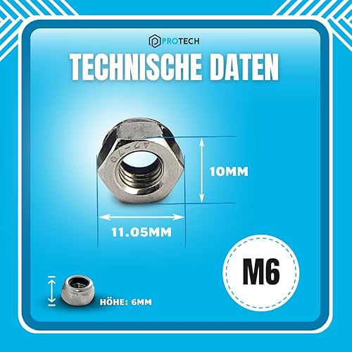 PROTECH 10 Stück Sicherungsmuttern M14 Edelstahl A2 Sechskantmuttern DIN 985 rostfreier V2A Mutter selbstsichernd - Cheap-Us