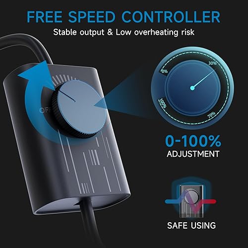 Hon&Guan 150 mm Rohrventilator Regelbar, 587 m³/h Rohrlüfter, Abluftventilator mit Stecker Upgrade Controller, Kanalventilator für Badzimmer Wintergarten, Growzelte, Keller, Küche, Schwarz - Cheap-Us