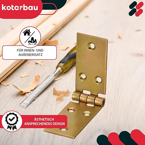KOTARBAU® Kistenband 10 St. Scharnier Gerollte Tischband Möbelscharnier Verzinkt Gelb Torband Möbelband Türscharnier 2 Flügel Top-Qualität 100 x 50 mm - Cheap-Us