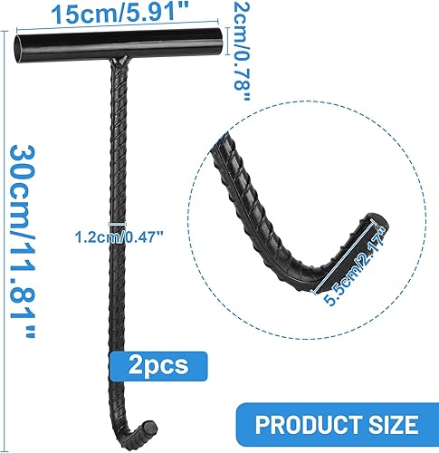 DBREAKS 2 Stk Kanaldeckelheber Gullideckel Haken Kanalhaken Schachtdeckelheber, T Schachthaken Kanaldeckelheber, Schachtdeckelhaken mit Gewinde, für Schachtabdeckung, Kanaldeckel, 30cm - Cheap-Us