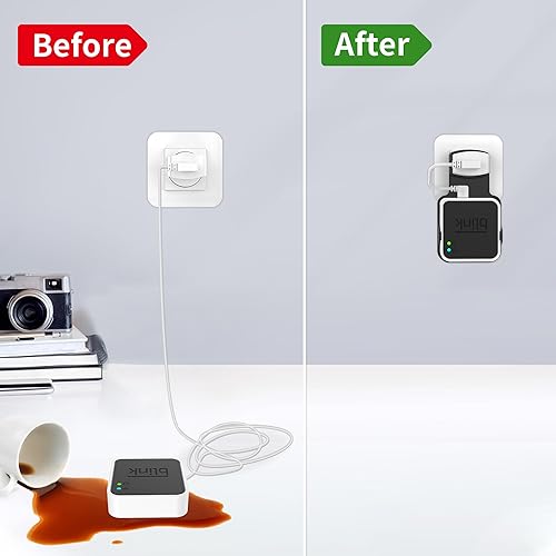 PlusAcc Stecker Wandhalterung für Blink Sync Modul 2 - Halterung für Blink Außen- und Innenmontage mit kurzen Kabeln (Weiß) - Cheap-Us