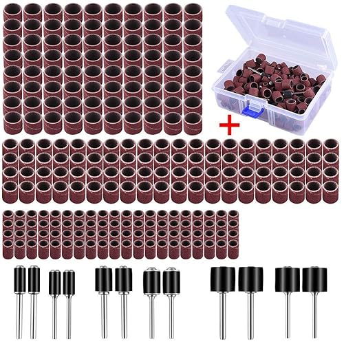 AUSTOR 252 Stück Schleifhülse Satz mit Frei Box Einschließlich 240 Stück teilig Schleifen Bands and 12 Stück Schleifwalze for Dremel Drehwerkzeug - Cheap-Us