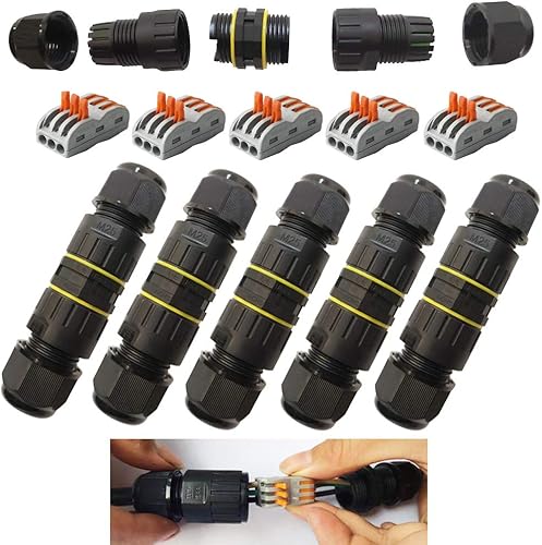 Kabelverbinder Wasserdicht IP68, CESFONJER abzweigdose wasserdicht, Kabelmuffe Wasserdicht, mit 3-polig verbindungsklemmen für Ø5-10mm Kabeldurchmesser (5er-Pack) - Cheap-Us